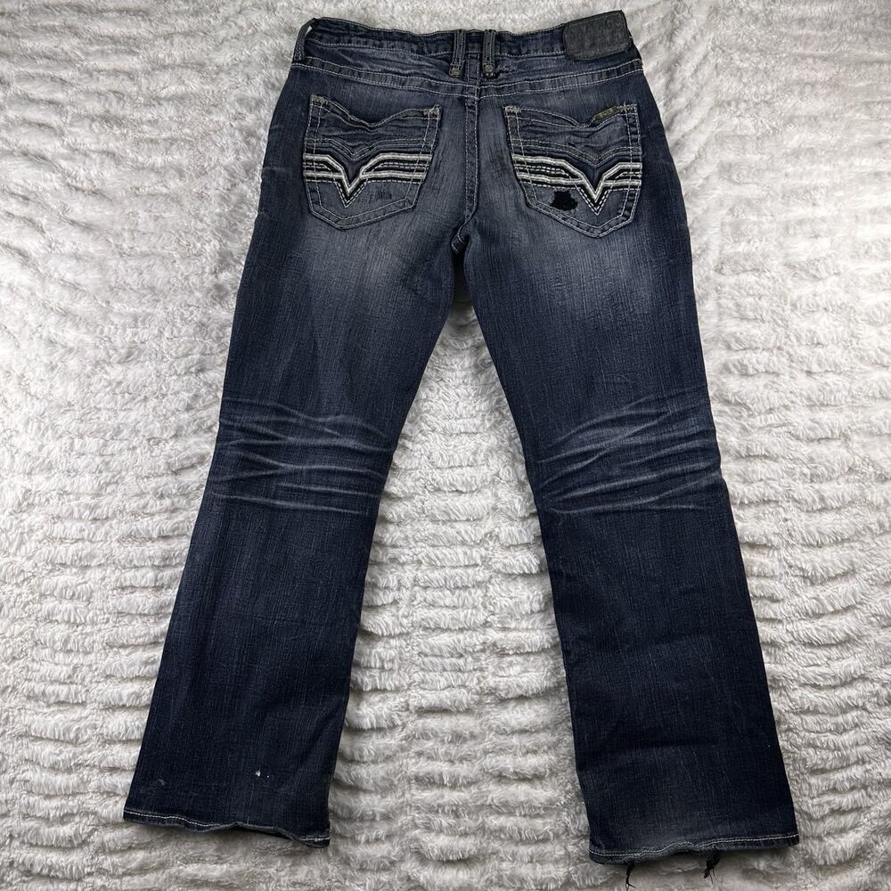 Buckle Salvage Jeans Men’s -31 S- Denim Blue Mayhem Regular Bootcut Distressed - Picture 10 of 16